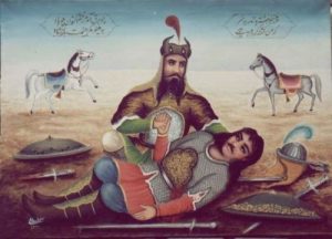 رستم بالا سر جناز سهراب پس از به قتل رساندنش